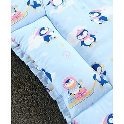 Babyhug 100% Cotton Fix Pillow Mat With Penguin Print - Blue| Soft & Comfortable| Light Weight & Travel Friendly| Foldable| New Born Gifting Option| Boys & Girls| Use on Floor Cribs Cots or Cradle