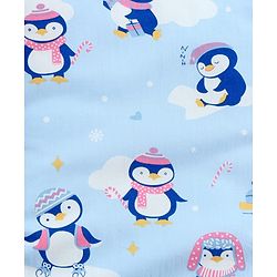 Babyhug 100% Cotton Fix Pillow Mat With Penguin Print - Blue| Soft & Comfortable| Light Weight & Travel Friendly| Foldable| New Born Gifting Option| Boys & Girls| Use on Floor Cribs Cots or Cradle