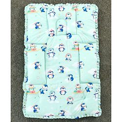 Babyhug 100% Cotton Fix Pillow Mat With Penguin Print - Blue| Soft & Comfortable| Light Weight & Travel Friendly| Foldable| New Born Gifting Option| Boys & Girls| Use on Floor Cribs Cots or Cradle