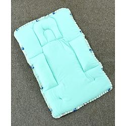 Babyhug 100% Cotton Fix Pillow Mat With Penguin Print - Blue| Soft & Comfortable| Light Weight & Travel Friendly| Foldable| New Born Gifting Option| Boys & Girls| Use on Floor Cribs Cots or Cradle