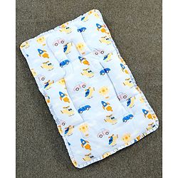 Babyhug 100% Cotton Fix Pillow Mat With Penguin Print - Blue| Soft & Comfortable| Light Weight & Travel Friendly| Foldable| New Born Gifting Option| Boys & Girls| Use on Floor Cribs Cots or Cradle