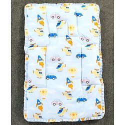 Babyhug 100% Cotton Fix Pillow Mat With Penguin Print - Blue| Soft & Comfortable| Light Weight & Travel Friendly| Foldable| New Born Gifting Option| Boys & Girls| Use on Floor Cribs Cots or Cradle