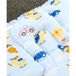 Babyhug 100% Cotton Fix Pillow Mat With Penguin Print - Blue| Soft & Comfortable| Light Weight & Travel Friendly| Foldable| New Born Gifting Option| Boys & Girls| Use on Floor Cribs Cots or Cradle
