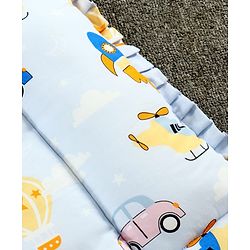 Babyhug 100% Cotton Fix Pillow Mat With Penguin Print - Blue| Soft & Comfortable| Light Weight & Travel Friendly| Foldable| New Born Gifting Option| Boys & Girls| Use on Floor Cribs Cots or Cradle