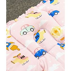 Babyhug 100% Cotton Fix Pillow Mat With Penguin Print - Blue| Soft & Comfortable| Light Weight & Travel Friendly| Foldable| New Born Gifting Option| Boys & Girls| Use on Floor Cribs Cots or Cradle