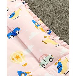 Babyhug 100% Cotton Fix Pillow Mat With Penguin Print - Blue| Soft & Comfortable| Light Weight & Travel Friendly| Foldable| New Born Gifting Option| Boys & Girls| Use on Floor Cribs Cots or Cradle