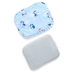 Babyhug Head Shaping Mustard Seed Pillow Penguin Print - Blue| 1 Kg Natural Rai| Cotton Removable Cover| Natural Warming Property|Prevents Cold & Flat Head Syndrome| NewBorn Neck & Shoulder Support