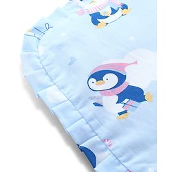 Babyhug Head Shaping Mustard Seed Pillow Penguin Print - Blue| 1 Kg Natural Rai| Cotton Removable Cover| Natural Warming Property|Prevents Cold & Flat Head Syndrome| NewBorn Neck & Shoulder Support