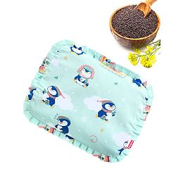 Babyhug Head Shaping Mustard Seed Pillow Penguin Print - Blue| 1 Kg Natural Rai| Cotton Removable Cover| Natural Warming Property|Prevents Cold & Flat Head Syndrome| NewBorn Neck & Shoulder Support