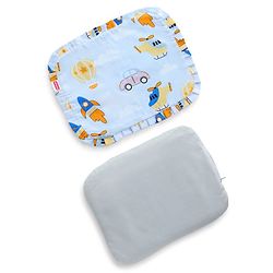 Babyhug Head Shaping Mustard Seed Pillow Penguin Print - Blue| 1 Kg Natural Rai| Cotton Removable Cover| Natural Warming Property|Prevents Cold & Flat Head Syndrome| NewBorn Neck & Shoulder Support