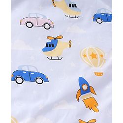 Babyhug 100% Cotton Hooded Quilted Wrapper Penguin Print - Blue| Travel Friendly| Washable and Easy to Maintain| Breathable Fabric| Velcro Closure| Warm and Cozy| New Born Gifting Option