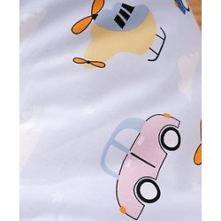 Babyhug 100% Cotton Hooded Quilted Wrapper Penguin Print - Blue| Travel Friendly| Washable and Easy to Maintain| Breathable Fabric| Velcro Closure| Warm and Cozy| New Born Gifting Option