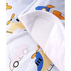 Babyhug 100% Cotton Hooded Quilted Wrapper Penguin Print - Blue| Travel Friendly| Washable and Easy to Maintain| Breathable Fabric| Velcro Closure| Warm and Cozy| New Born Gifting Option