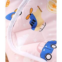 Babyhug 100% Cotton Hooded Quilted Wrapper Penguin Print - Blue| Travel Friendly| Washable and Easy to Maintain| Breathable Fabric| Velcro Closure| Warm and Cozy| New Born Gifting Option
