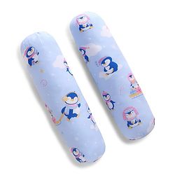 Babyhug Bolsters Penguin Print Set of 2 - Blue| 100% Cotton Outer Cover| Soft Poly Filling| Safe Sleep| Girls and Boys| Protection from Crib Railing| New Born Gifting Option