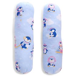 Babyhug Bolsters Penguin Print Set of 2 - Blue| 100% Cotton Outer Cover| Soft Poly Filling| Safe Sleep| Girls and Boys| Protection from Crib Railing| New Born Gifting Option