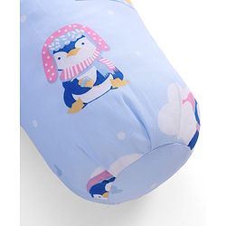 Babyhug Bolsters Penguin Print Set of 2 - Blue| 100% Cotton Outer Cover| Soft Poly Filling| Safe Sleep| Girls and Boys| Protection from Crib Railing| New Born Gifting Option
