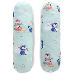 Babyhug Bolsters Penguin Print Set of 2 - Blue| 100% Cotton Outer Cover| Soft Poly Filling| Safe Sleep| Girls and Boys| Protection from Crib Railing| New Born Gifting Option