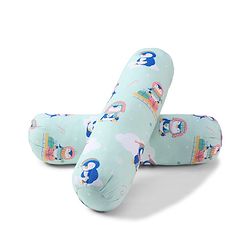 Babyhug Bolsters Penguin Print Set of 2 - Blue| 100% Cotton Outer Cover| Soft Poly Filling| Safe Sleep| Girls and Boys| Protection from Crib Railing| New Born Gifting Option