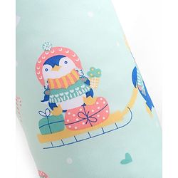 Babyhug Bolsters Penguin Print Set of 2 - Blue| 100% Cotton Outer Cover| Soft Poly Filling| Safe Sleep| Girls and Boys| Protection from Crib Railing| New Born Gifting Option