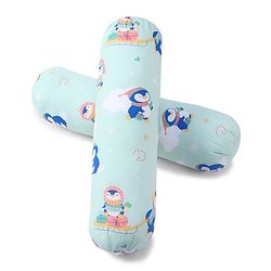 Babyhug Bolsters Penguin Print Set of 2 - Blue| 100% Cotton Outer Cover| Soft Poly Filling| Safe Sleep| Girls and Boys| Protection from Crib Railing| New Born Gifting Option