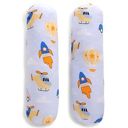 Babyhug Bolsters Penguin Print Set of 2 - Blue| 100% Cotton Outer Cover| Soft Poly Filling| Safe Sleep| Girls and Boys| Protection from Crib Railing| New Born Gifting Option