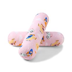Babyhug Bolsters Penguin Print Set of 2 - Blue| 100% Cotton Outer Cover| Soft Poly Filling| Safe Sleep| Girls and Boys| Protection from Crib Railing| New Born Gifting Option