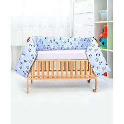 Babyhug 100% Cotton Cot Bumper Penguin Print - Blue| Soft Protective Padding| Breathable & Comfortable| Washable| Easy to Assemble| Compact Folding for Storage| Prevents Bumping into Crib Sides