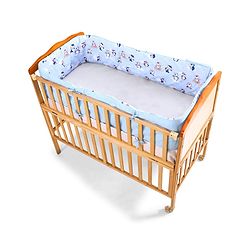 Babyhug 100% Cotton Cot Bumper Penguin Print - Blue| Soft Protective Padding| Breathable & Comfortable| Washable| Easy to Assemble| Compact Folding for Storage| Prevents Bumping into Crib Sides