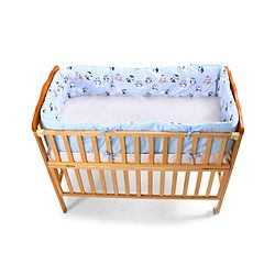 Babyhug 100% Cotton Cot Bumper Penguin Print - Blue| Soft Protective Padding| Breathable & Comfortable| Washable| Easy to Assemble| Compact Folding for Storage| Prevents Bumping into Crib Sides