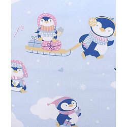 Babyhug 100% Cotton Cot Bumper Penguin Print - Blue| Soft Protective Padding| Breathable & Comfortable| Washable| Easy to Assemble| Compact Folding for Storage| Prevents Bumping into Crib Sides