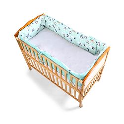 Babyhug 100% Cotton Cot Bumper Penguin Print - Blue| Soft Protective Padding| Breathable & Comfortable| Washable| Easy to Assemble| Compact Folding for Storage| Prevents Bumping into Crib Sides