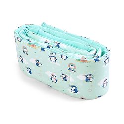 Babyhug 100% Cotton Cot Bumper Penguin Print - Blue| Soft Protective Padding| Breathable & Comfortable| Washable| Easy to Assemble| Compact Folding for Storage| Prevents Bumping into Crib Sides