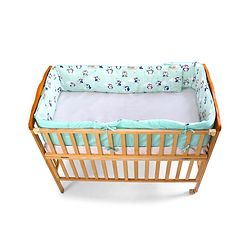 Babyhug 100% Cotton Cot Bumper Penguin Print - Blue| Soft Protective Padding| Breathable & Comfortable| Washable| Easy to Assemble| Compact Folding for Storage| Prevents Bumping into Crib Sides
