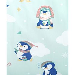 Babyhug 100% Cotton Cot Bumper Penguin Print - Blue| Soft Protective Padding| Breathable & Comfortable| Washable| Easy to Assemble| Compact Folding for Storage| Prevents Bumping into Crib Sides