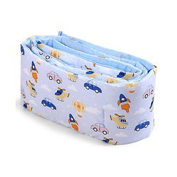 Babyhug 100% Cotton Cot Bumper Penguin Print - Blue| Soft Protective Padding| Breathable & Comfortable| Washable| Easy to Assemble| Compact Folding for Storage| Prevents Bumping into Crib Sides