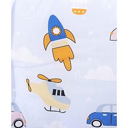 Babyhug 100% Cotton Cot Bumper Penguin Print - Blue| Soft Protective Padding| Breathable & Comfortable| Washable| Easy to Assemble| Compact Folding for Storage| Prevents Bumping into Crib Sides
