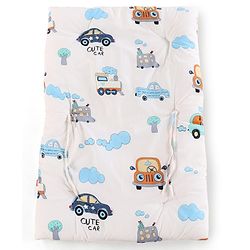 Babyhug 100% Cotton Gadda Bedding Set Cute Car Print - White| Soft & Breathable Cotton Shell| Mattress with Pillow & 2 Bolsters| Gentle Cushioned Support| Gifting Option for 0 to 12 Months
