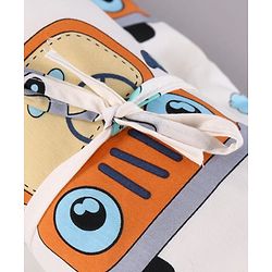 Babyhug 100% Cotton Gadda Bedding Set Cute Car Print - White| Soft & Breathable Cotton Shell| Mattress with Pillow & 2 Bolsters| Gentle Cushioned Support| Gifting Option for 0 to 12 Months