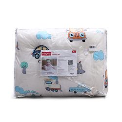 Babyhug 100% Cotton Gadda Bedding Set Cute Car Print - White| Soft & Breathable Cotton Shell| Mattress with Pillow & 2 Bolsters| Gentle Cushioned Support| Gifting Option for 0 to 12 Months