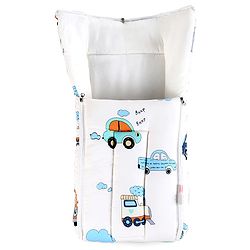 Babyhug 100% Cotton Baby Sleeping Bag with Hood Transport Print - Beige| Use as Carry Nest, Mattress or Sleeping Bag| Newborn to Toddler Boys & Girls| Newborn Gifting| Warm & Cozy| Travel Friendly