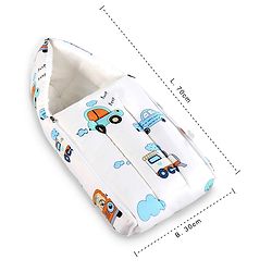 Babyhug 100% Cotton Baby Sleeping Bag with Hood Transport Print - Beige| Use as Carry Nest, Mattress or Sleeping Bag| Newborn to Toddler Boys & Girls| Newborn Gifting| Warm & Cozy| Travel Friendly