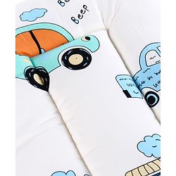 Babyhug 100% Cotton Baby Sleeping Bag with Hood Transport Print - Beige| Use as Carry Nest, Mattress or Sleeping Bag| Newborn to Toddler Boys & Girls| Newborn Gifting| Warm & Cozy| Travel Friendly