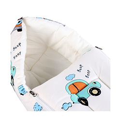 Babyhug 100% Cotton Baby Sleeping Bag with Hood Transport Print - Beige| Use as Carry Nest, Mattress or Sleeping Bag| Newborn to Toddler Boys & Girls| Newborn Gifting| Warm & Cozy| Travel Friendly