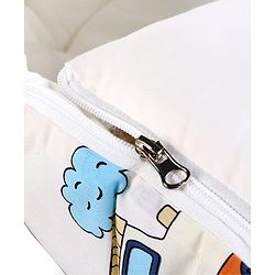 Babyhug 100% Cotton Baby Sleeping Bag with Hood Transport Print - Beige| Use as Carry Nest, Mattress or Sleeping Bag| Newborn to Toddler Boys & Girls| Newborn Gifting| Warm & Cozy| Travel Friendly