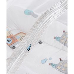 Babyhug 100% Cotton Baby Mattress with Mosquito Net Transport Print - Beige| Soft and Comfortable| Easy Access| Foldable & Travel Friendly| Newborn Gifting Option| Use on Floor Cribs Cots or Cradle