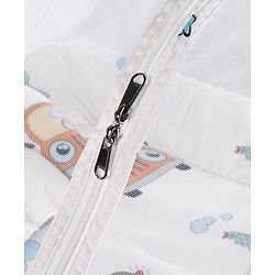 Babyhug 100% Cotton Baby Mattress with Mosquito Net Transport Print - Beige| Soft and Comfortable| Easy Access| Foldable & Travel Friendly| Newborn Gifting Option| Use on Floor Cribs Cots or Cradle
