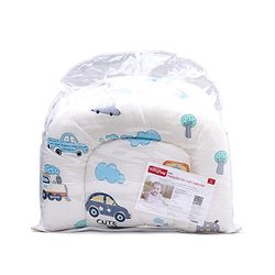 Babyhug 100% Cotton Baby Mattress with Mosquito Net Transport Print - Beige| Soft and Comfortable| Easy Access| Foldable & Travel Friendly| Newborn Gifting Option| Use on Floor Cribs Cots or Cradle