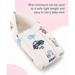 Babyhug Premium Super Saver Bedding Combo Set of 3 - Cute Car Print 100% Cotton| Pillows & Bolsters Included Lightweight & Travel Friendly Breathable Fabric Gifting Option for 0 to 6 Months - Beige
