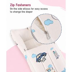 Babyhug Premium Super Saver Bedding Combo Set of 3 - Cute Car Print 100% Cotton| Pillows & Bolsters Included Lightweight & Travel Friendly Breathable Fabric Gifting Option for 0 to 6 Months - Beige